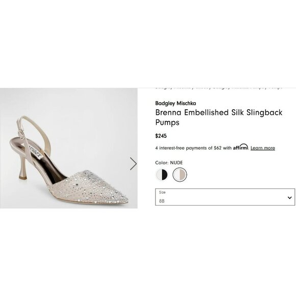 NEW Badgley Mischka $245 Size 7.5 Brenna Rhinestone Slingback Heels Shoes - Picture 3 of 10
